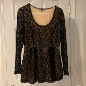 Black lace long sleeve blouse
